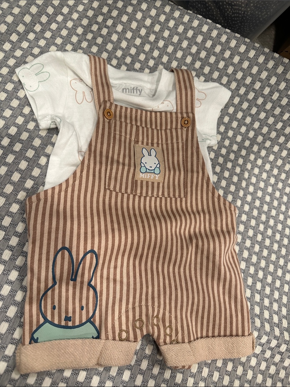 miffy Brown Striped Overalls with Miffy Print newborn new